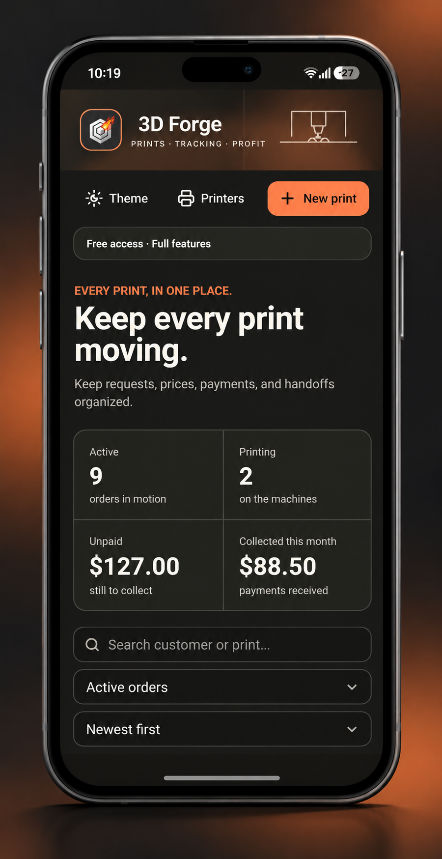 3D Forge app interface